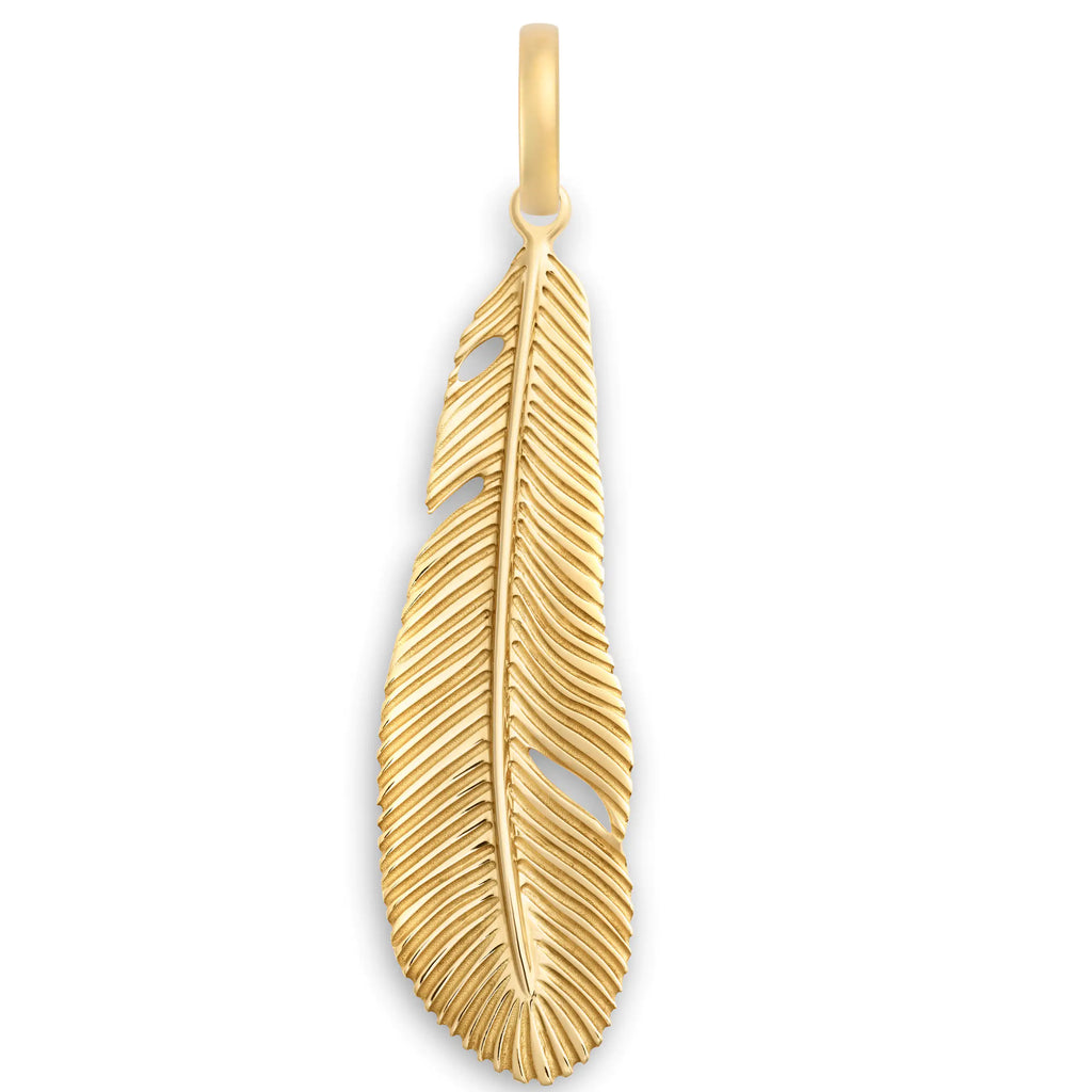Vivacity | Feather Large Pendant | 18K Yellow Gold view 1