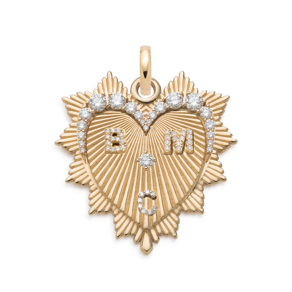 Custom Graduated Diamond Heart Love Token Oversized Medallion : in Yellow Gold with an Annex Link view 1