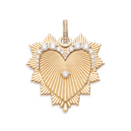 Heart Love Token Graduated Diamond Oversized Medallion : in Gold with an Annex Link
