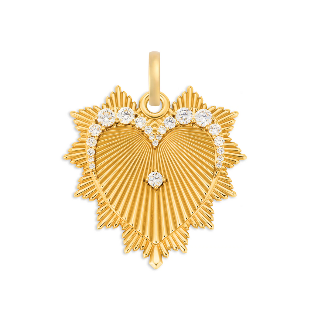 True Love | Graduated Diamond Heart Love Token Oversized Medallion | Diamonds, 18K Yellow Gold view 1