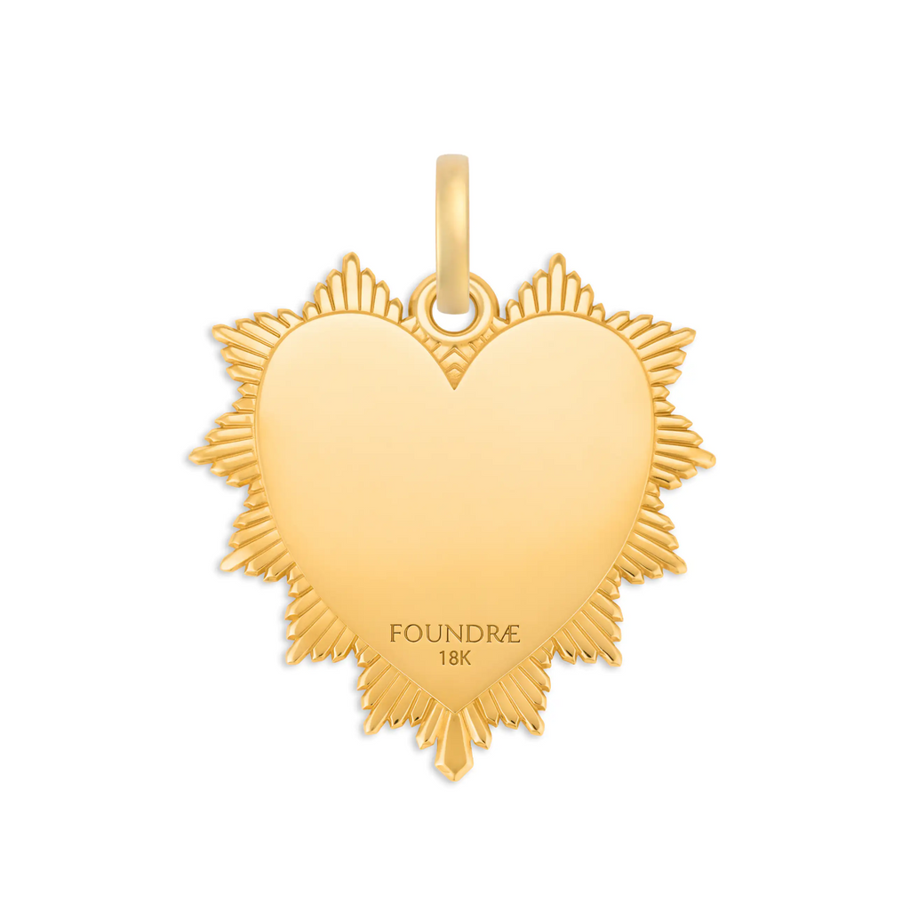 18K Yellow Gold True Love | Graduated Diamond Heart Love Token Oversized Medallion | Diamonds, 18K Yellow Gold – FoundRae view 5