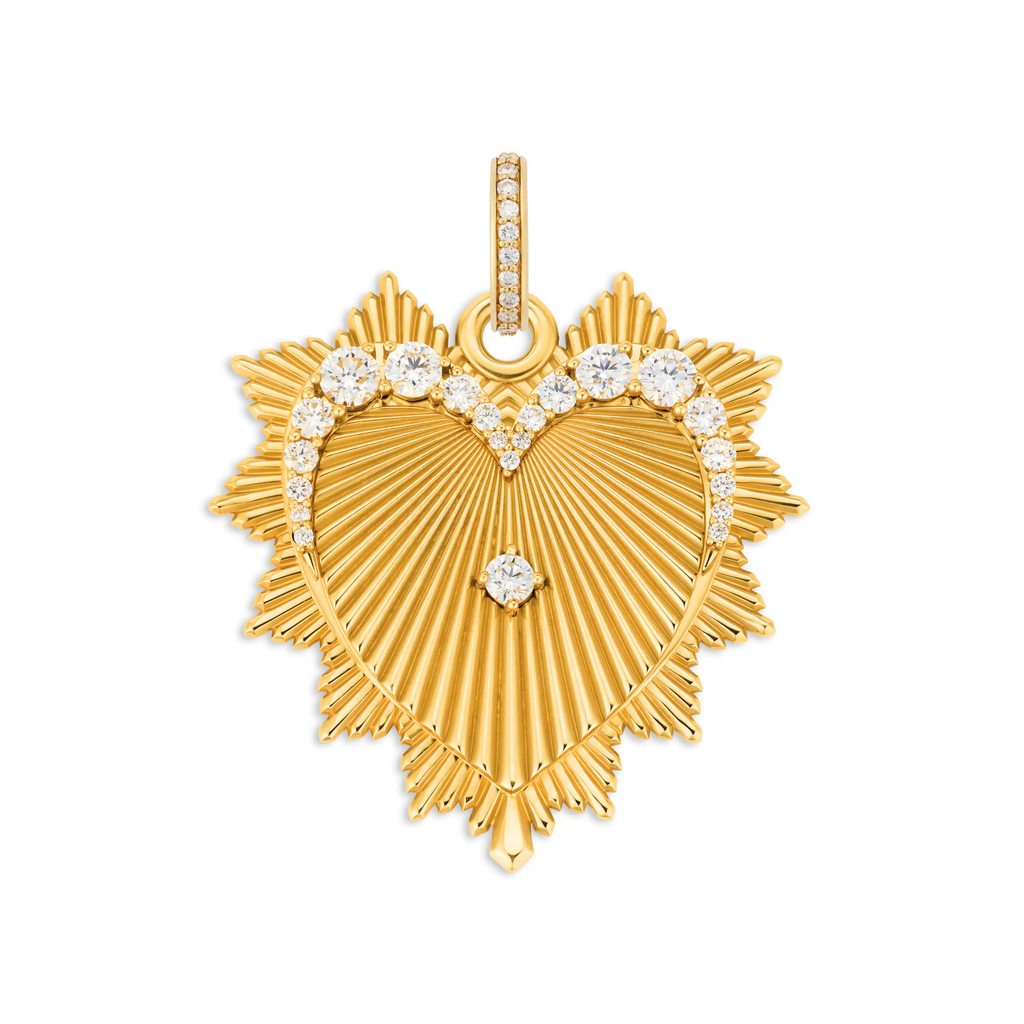 True Love | Graduated Diamond Heart Love Token Oversized Medallion | Diamonds, Yellow Gold view 2