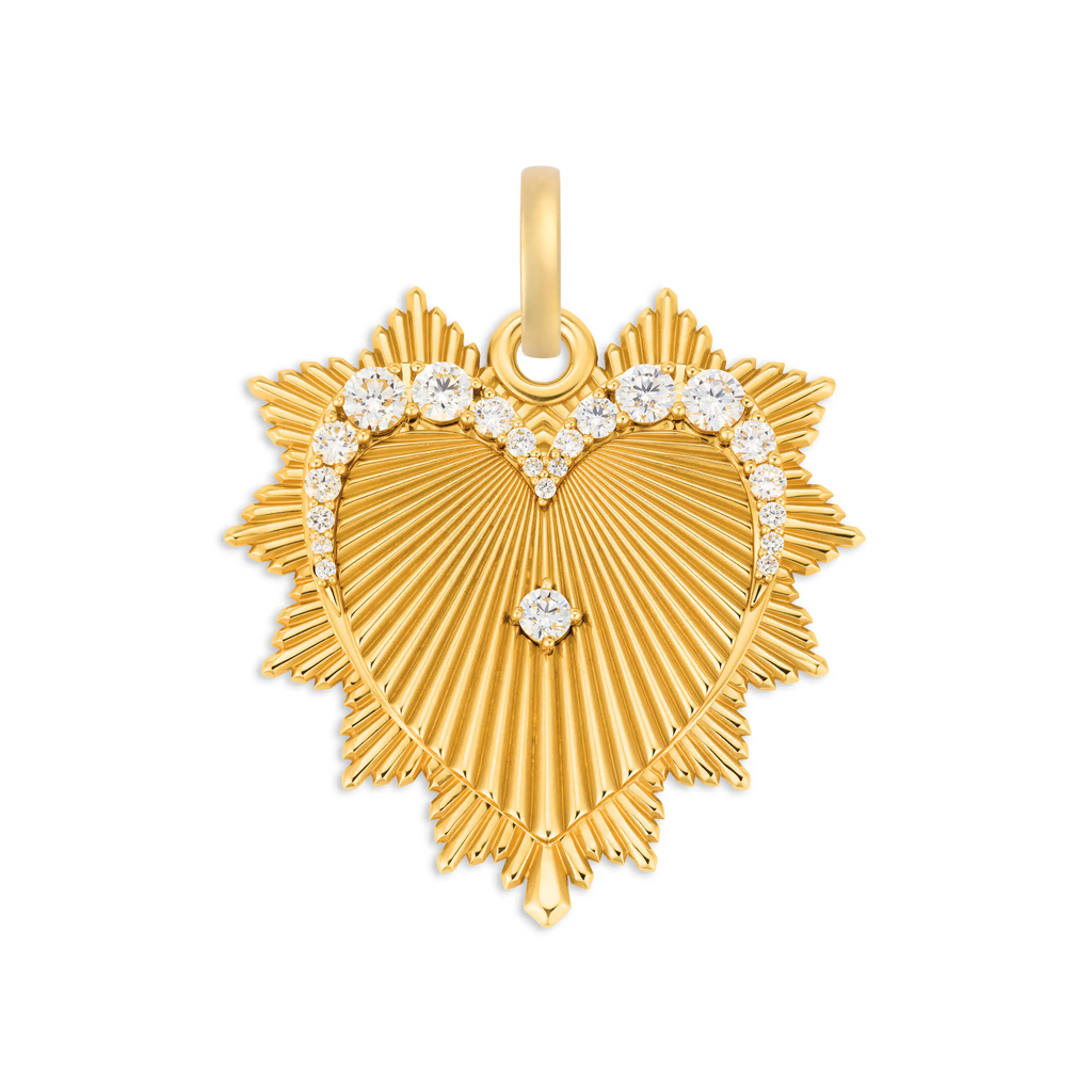 True Love | Graduated Diamond Heart Love Token Oversized Medallion | Diamonds, Yellow Gold view 1