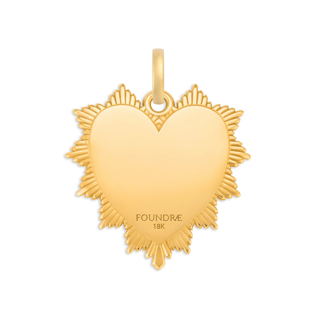 18K Yellow Gold True Love | Graduated Diamond Heart Love Token Oversized Medallion | Diamonds, Yellow Gold – FoundRae view 5