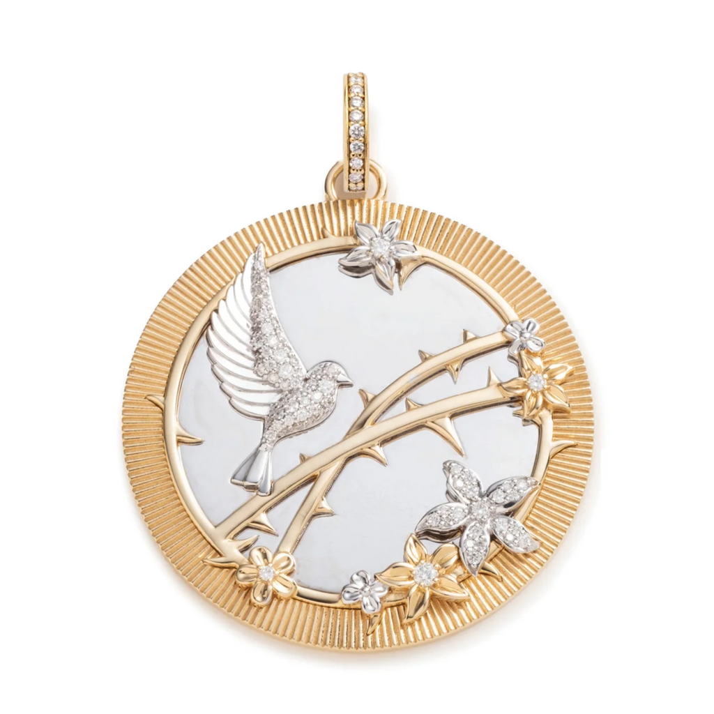 18K Mixed Gold Resilience Oversized Medallion : in Mixed Gold with Diamonds and an Annex Link – FoundRae view 2