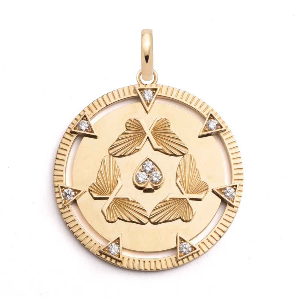 Reverie Oversized Medallion : in Yellow Gold with Diamonds and an Annex Link view 1