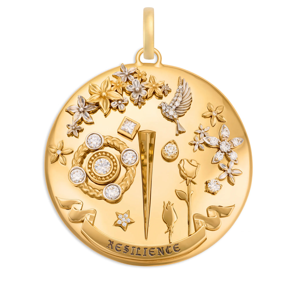 Resilience | Blossoms Grande Dame Medallion | Diamonds, 18K Yellow Gold view 1