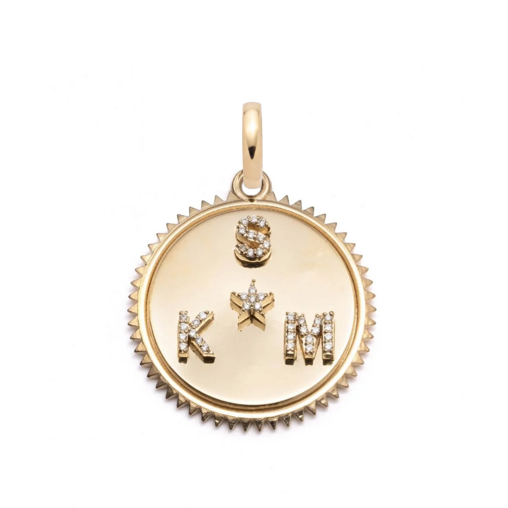 Custom Medium Medallion : in Gold with Diamonds and an Annex Link view 1