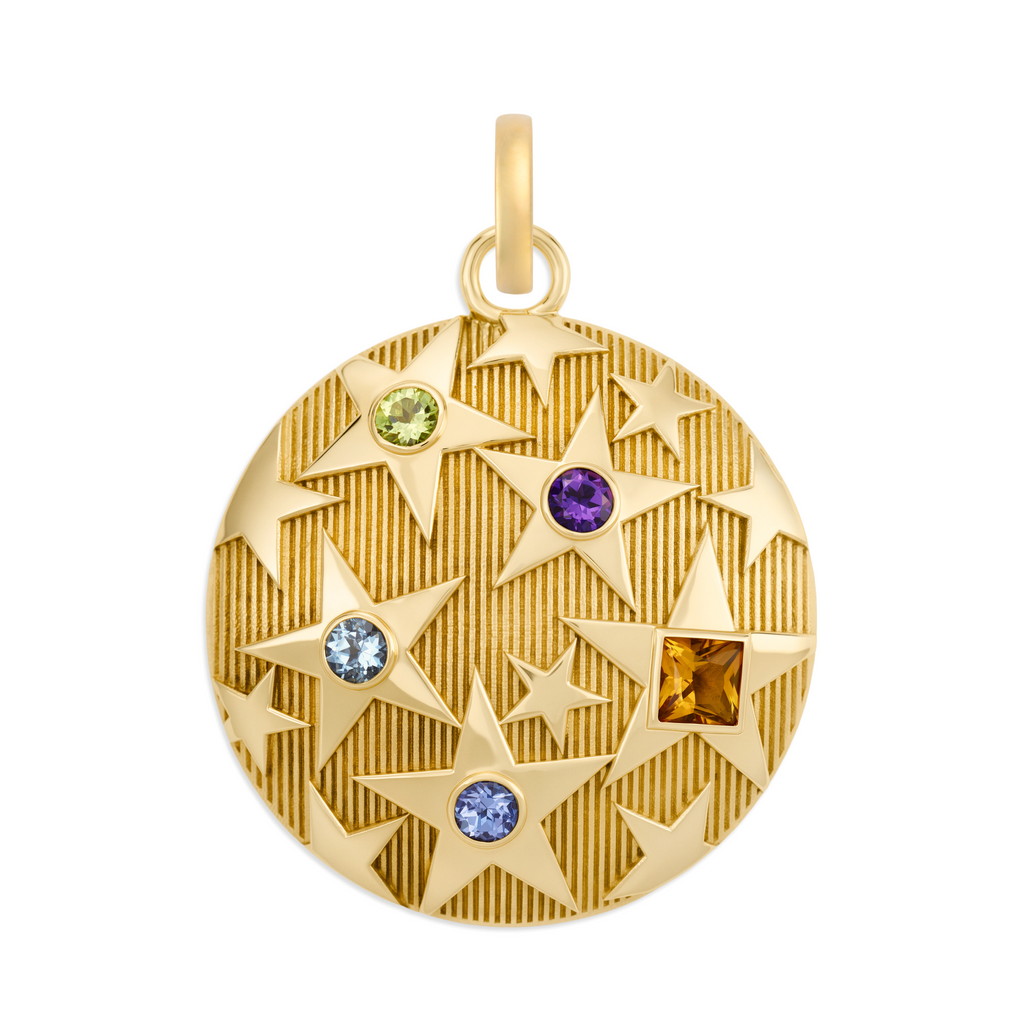 Personalized - Foundation | Custom Birthday Starstone Medallion | Yellow Gold view 1