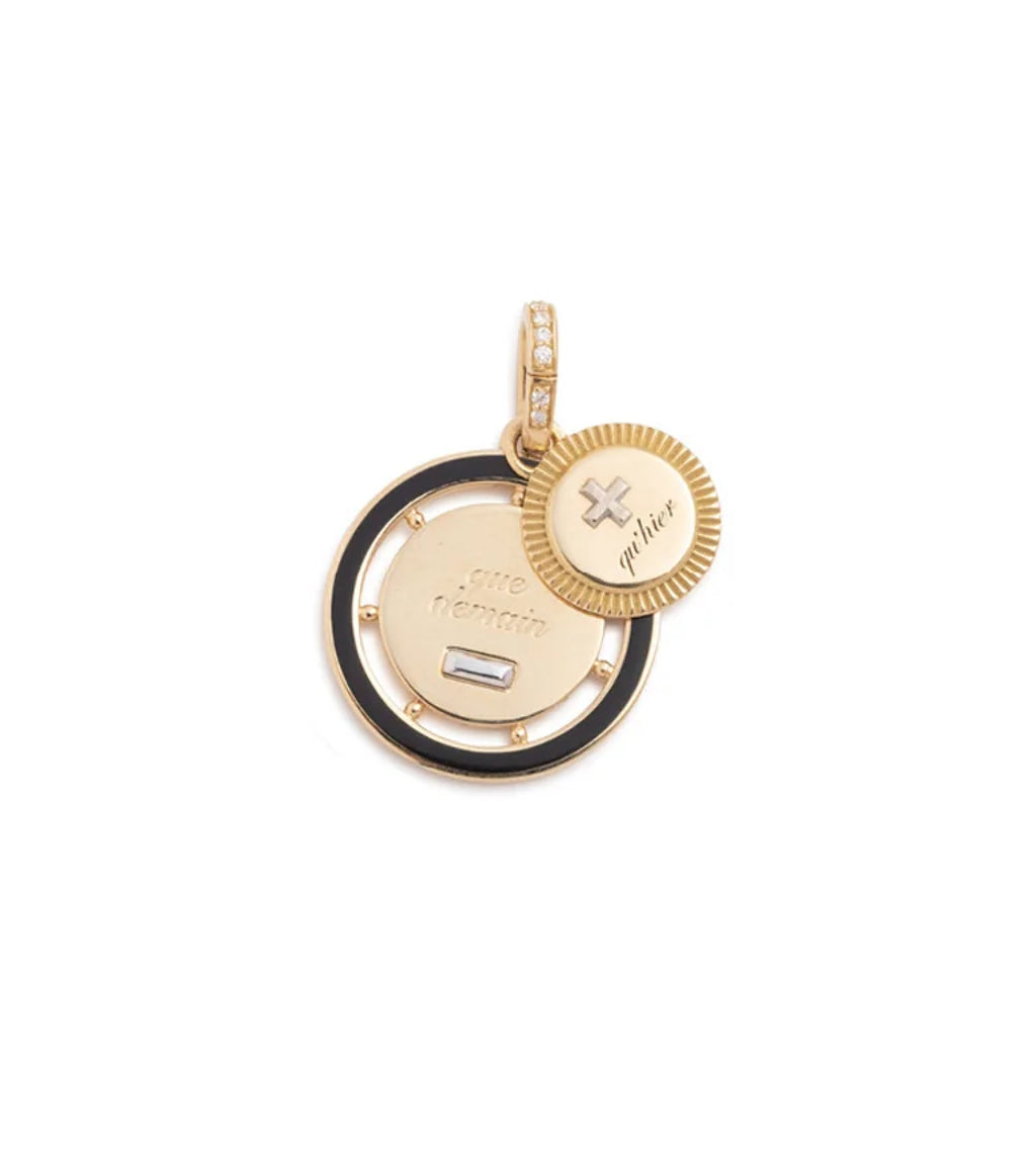 18K Yellow Gold Ever Growing Love - Vivacity : Couplet Medallion Black with Annex Link – FoundRae