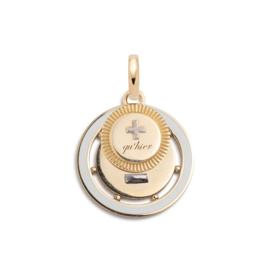18K Yellow Gold Vivacity | Ever Growing Love Couplet Medium Medallion | Cream Ceramic, 18K Yellow Gold – FoundRae view 1