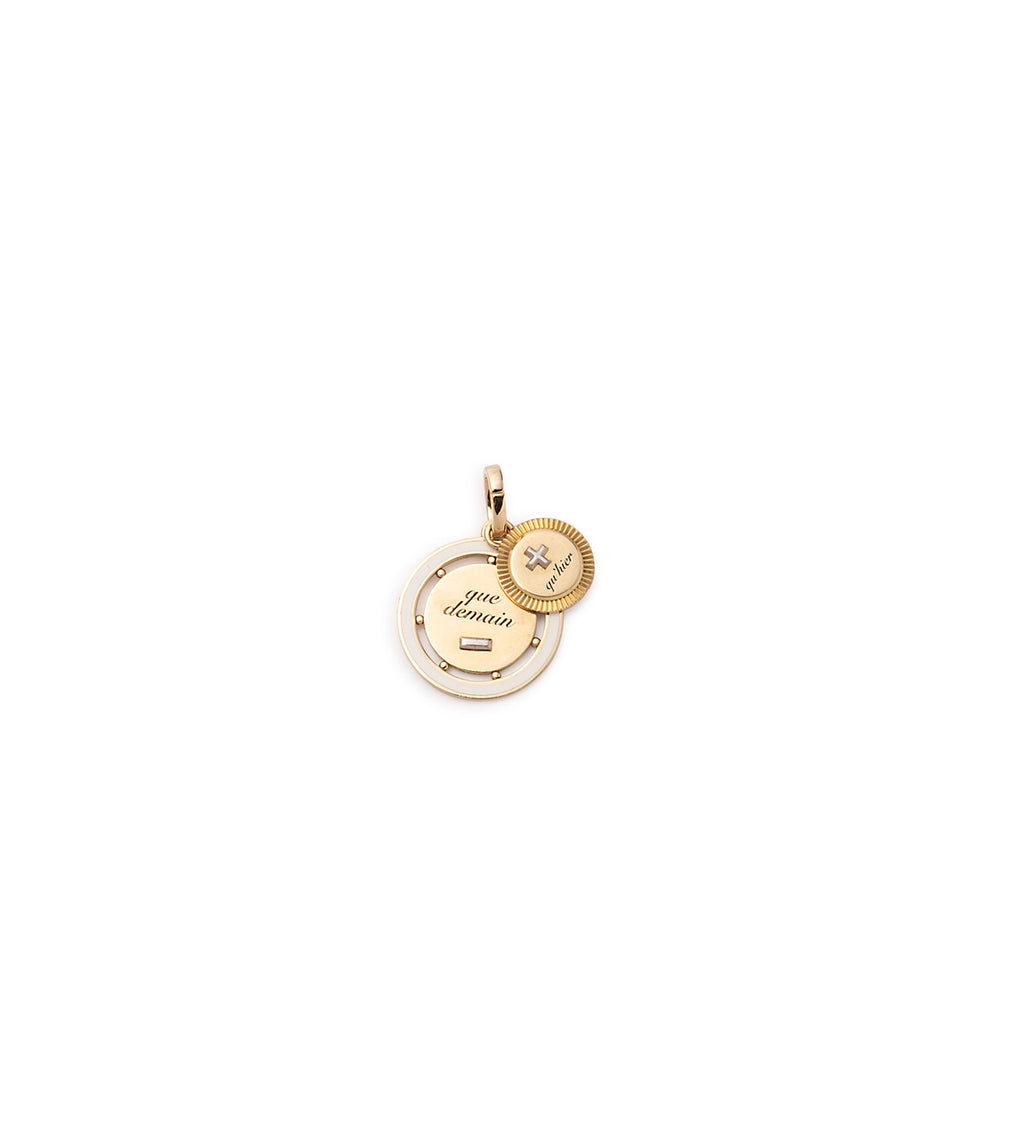 18K Yellow Gold Vivacity | Ever Growing Love Couplet Medium Medallion | Cream Ceramic, 18K Yellow Gold – FoundRae view 3
