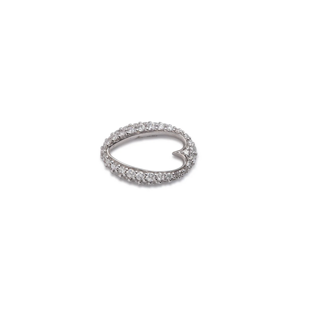 Pave Oval Heart Beat White Gold view 1