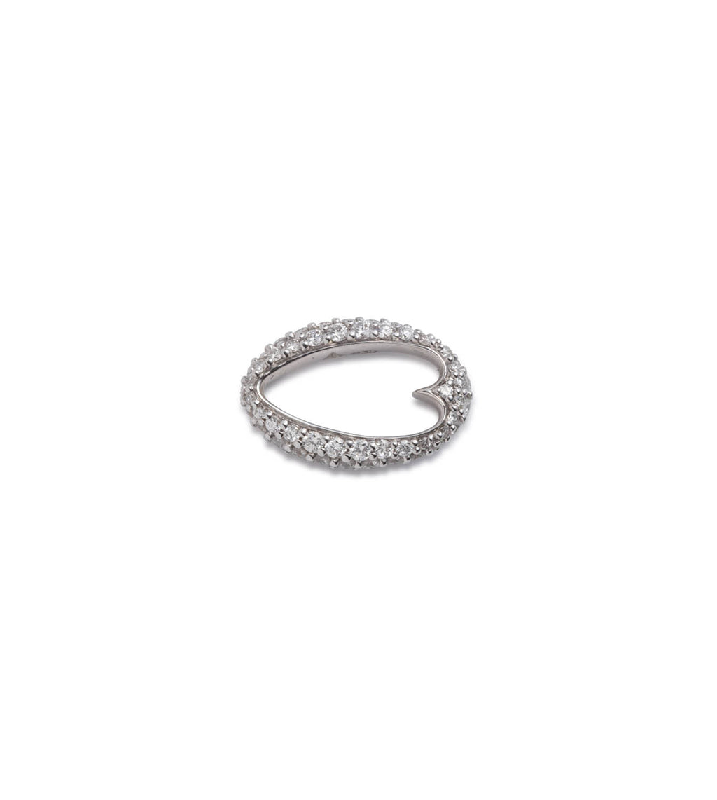 Pave Diamond Oval Heart Slide White Gold view 1