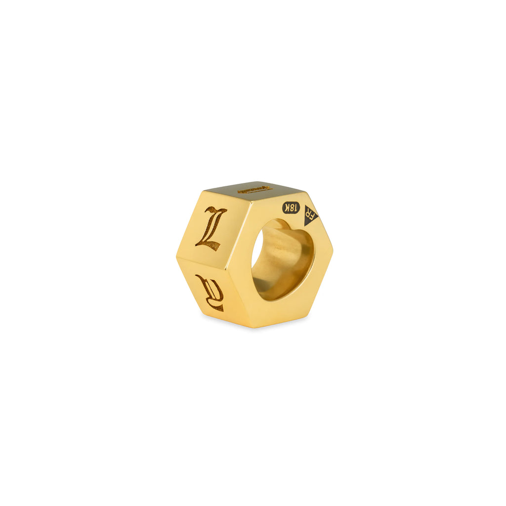 Personalized | Engravable Faceted Medium Heart Beat | 18K Yellow Gold view 1