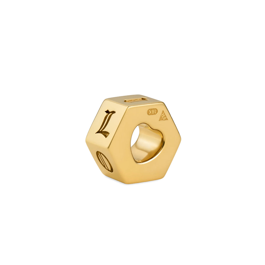 True Love | 'I Love U' Faceted Medium Heart Beat | 18K Yellow Gold view 1