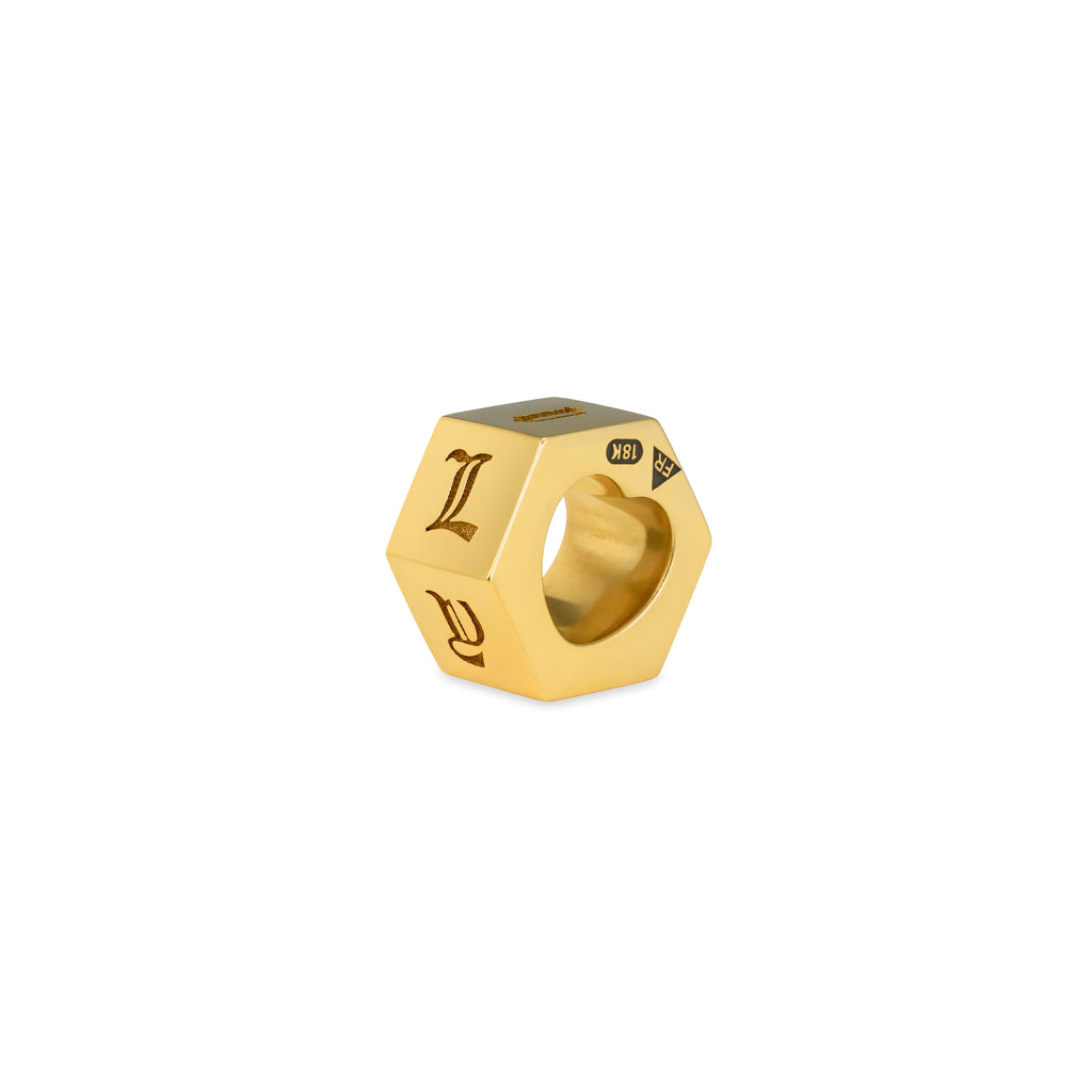 Personalized | Engravable Faceted Small Heart Beat | 18K Yellow Gold view 1