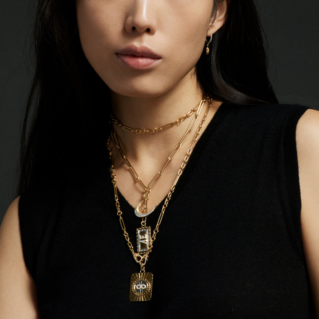 Infinity Framed Pendant : in Mixed Gold with Diamonds and an Annex Link view 2