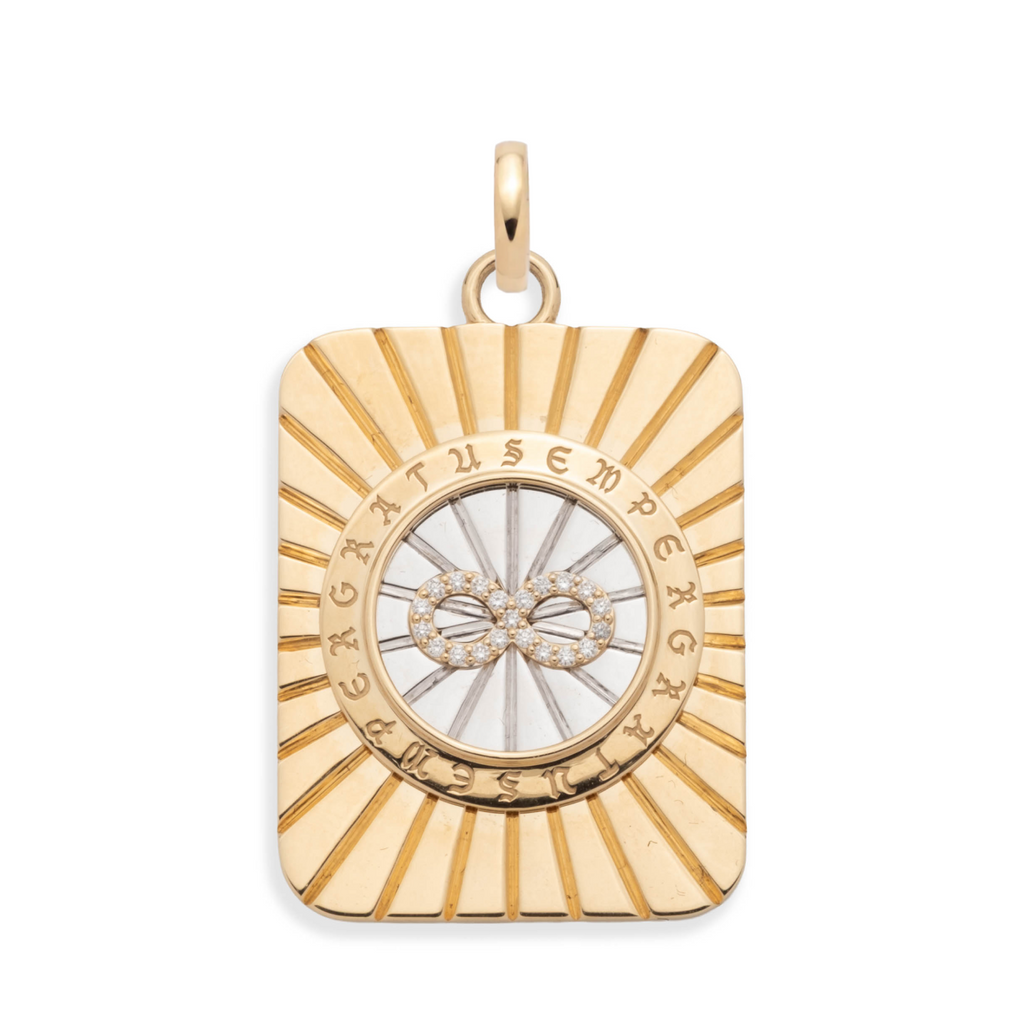Infinity Framed Pendant : in Mixed Gold with Diamonds and an Annex Link view 1