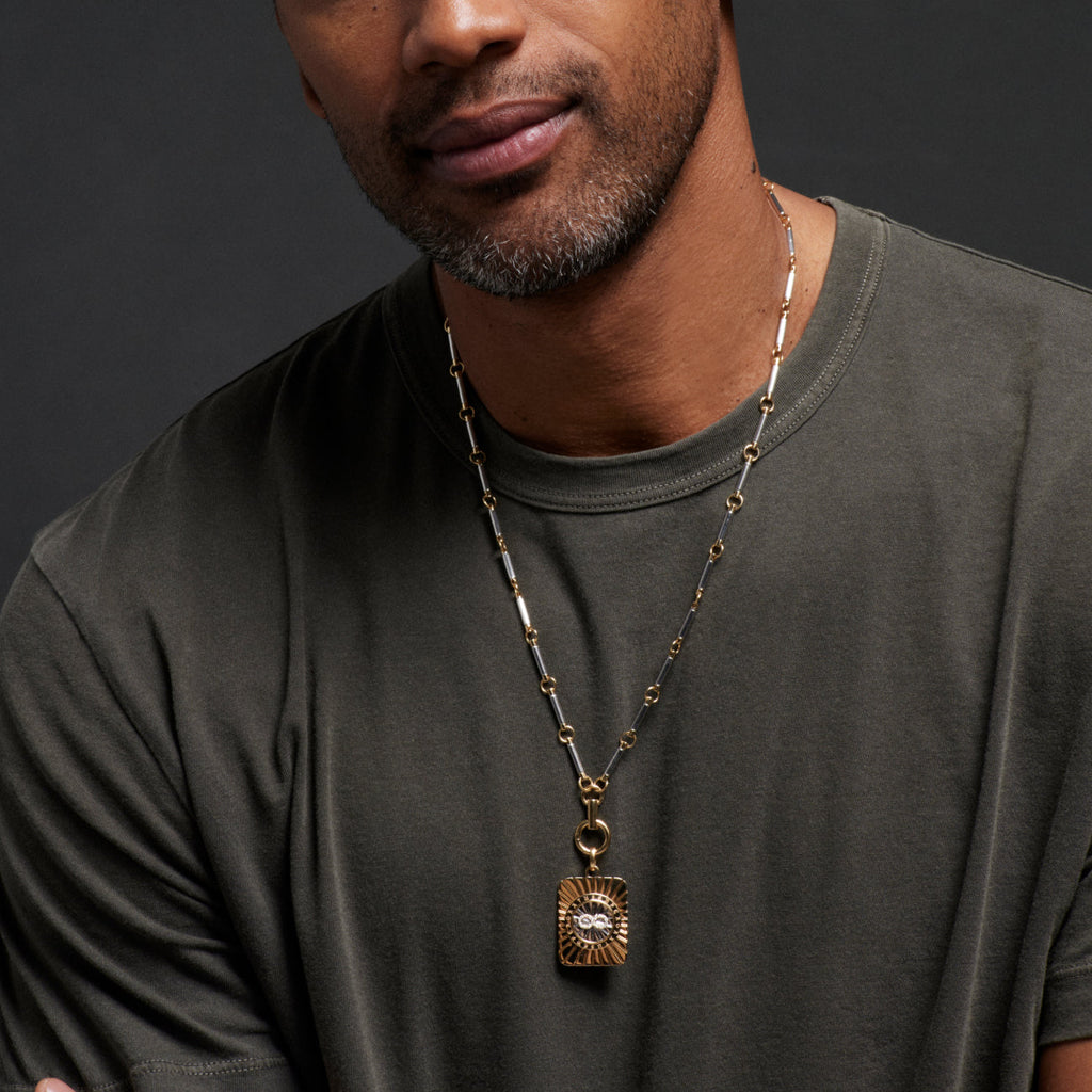 18K Mixed Gold Infinity Framed Pendant : in Mixed Gold with Diamonds and an Annex Link – FoundRae view 3