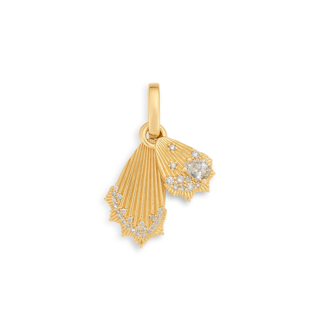 Reverie | Encrusted Butterfly Wings Miniature Pendant | Diamonds, Yellow Gold view 1