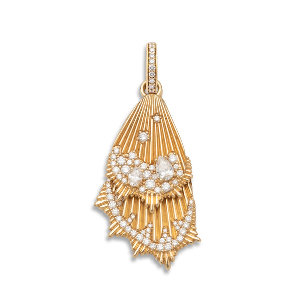 Reverie | Encrusted Butterfly Wings Large Pendant | Diamonds, Yellow Gold