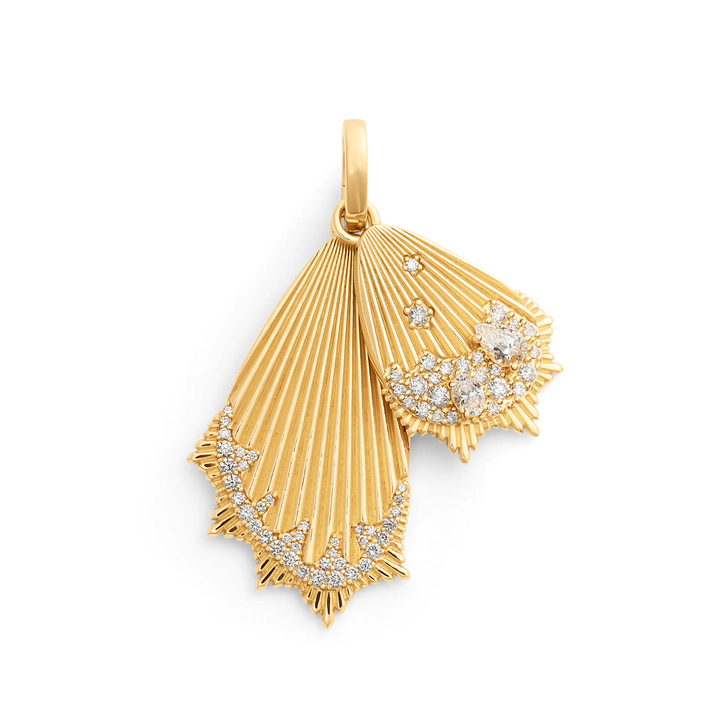 18K Yellow Gold Reverie | Encrusted Butterfly Wings Large Pendant | Diamonds, 18K Yellow Gold – FoundRae view 3