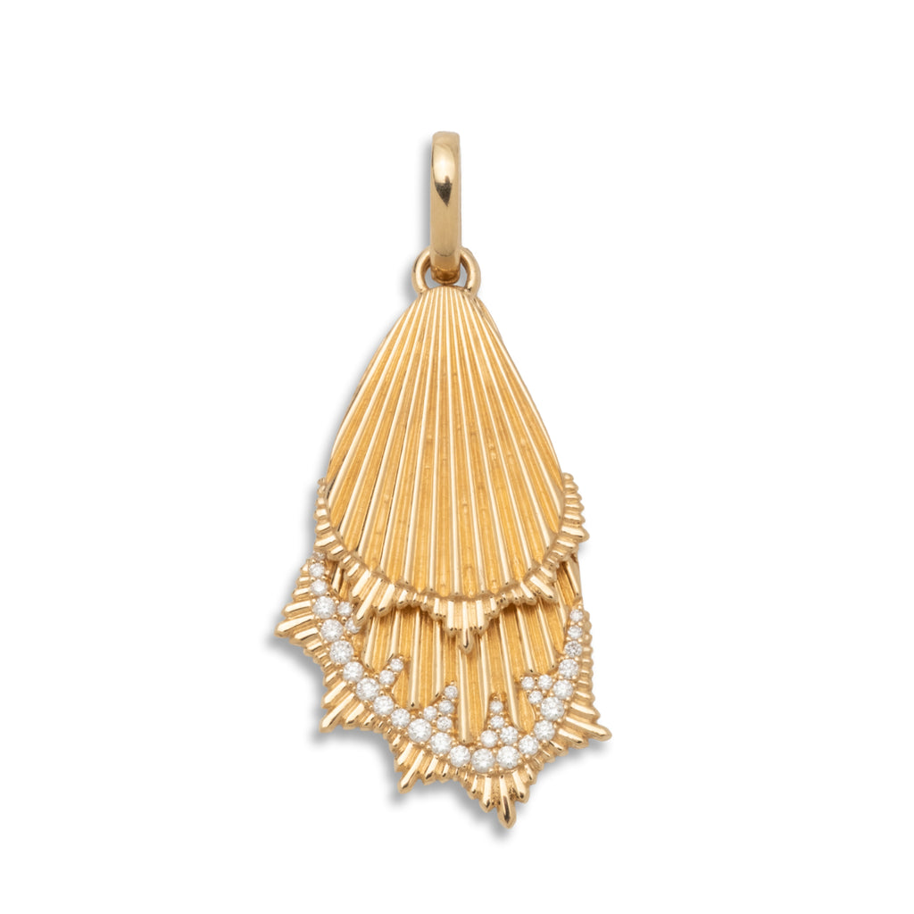 18K Yellow Gold Butterfly Wings Large Pendant : in Gold with Diamonds and an Annex Link – FoundRae view 4