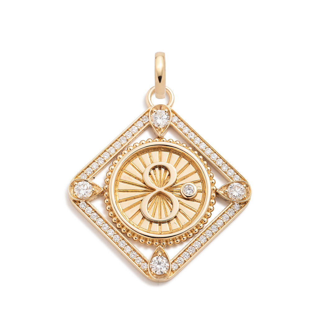 Karma Framed Diamond Pendant : in Yellow Gold with an Annex Link view 1