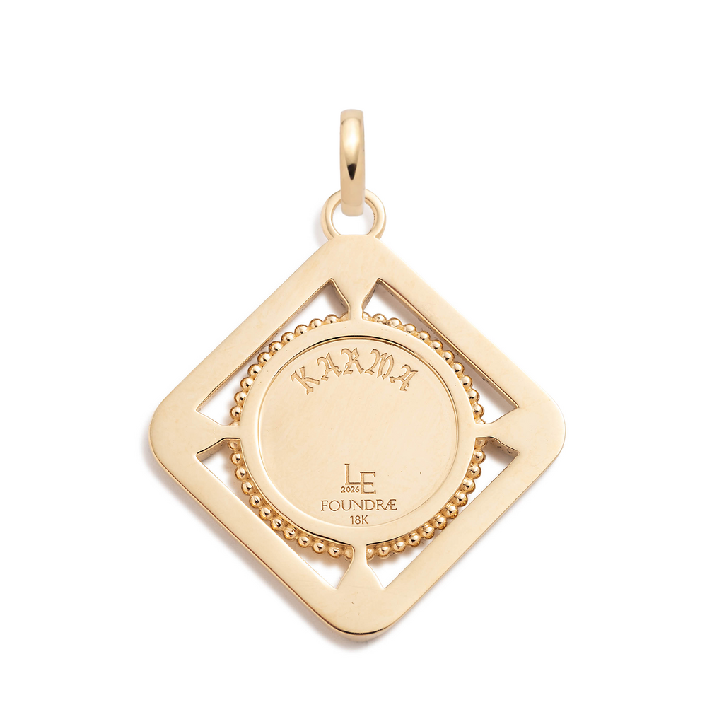 18K Yellow Gold Karma Framed Diamond Pendant : in Yellow Gold with an Annex Link – FoundRae view 3