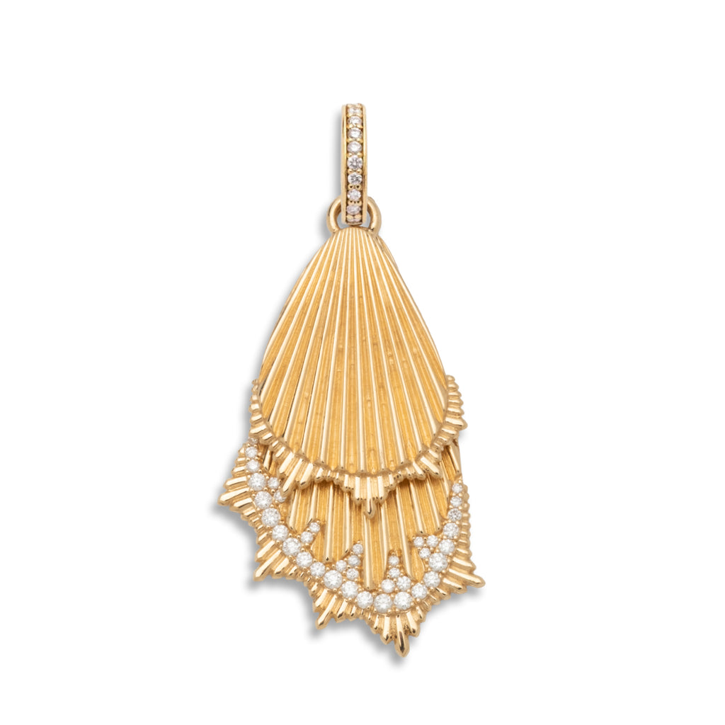 18K Yellow Gold Butterfly Wings Large Pendant : in Gold with Diamonds and an Annex Link – FoundRae view 1