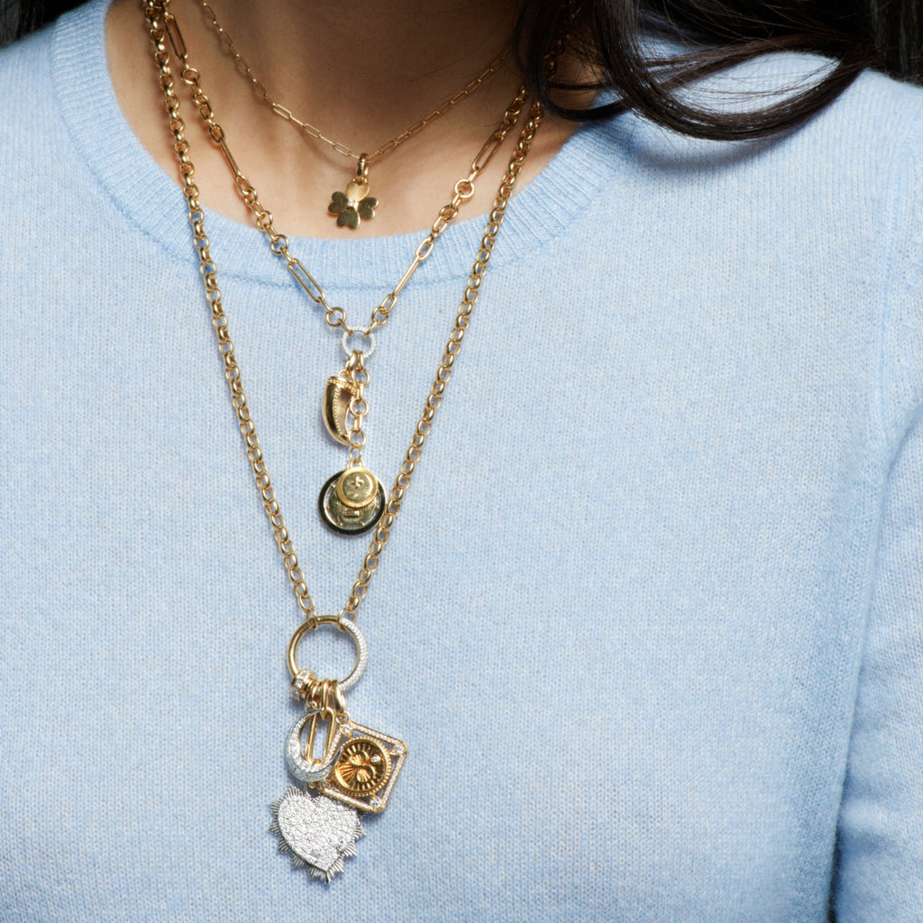 Karma Framed Diamond Pendant : in Yellow Gold with an Annex Link view 2