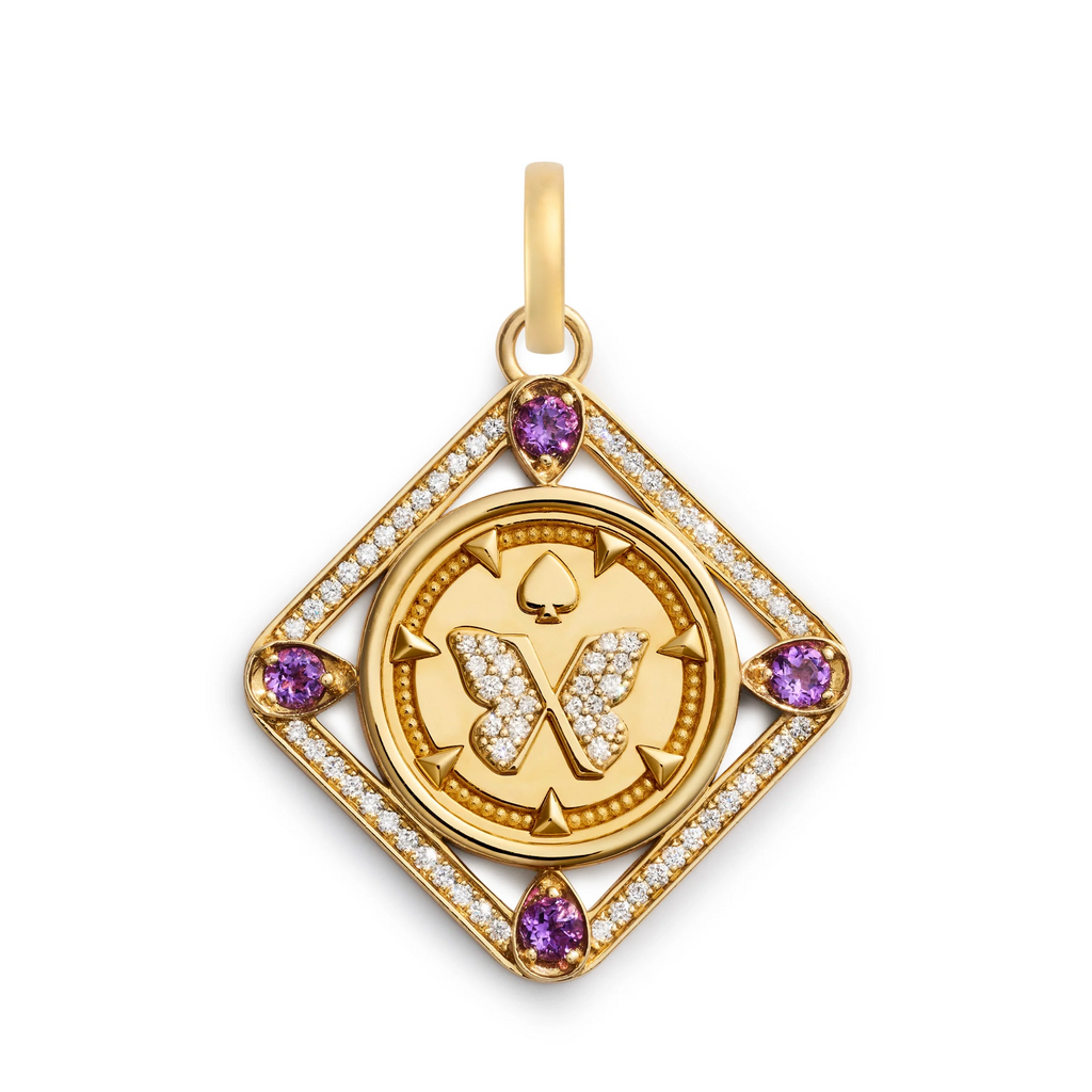 Reverie | Butterfly Framed Medallion | Amethyst, Diamonds, Yellow Gold view 1