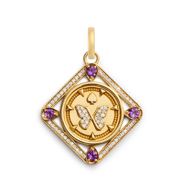 Reverie | Butterfly Framed Medallion | Amethyst, Diamonds, Yellow Gold