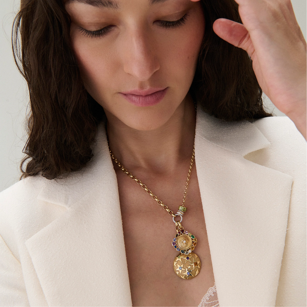 18K Yellow Gold Foundation | Temenos Inner Light Medallion | Multi-Stone, Yellow Gold – FoundRae view 5
