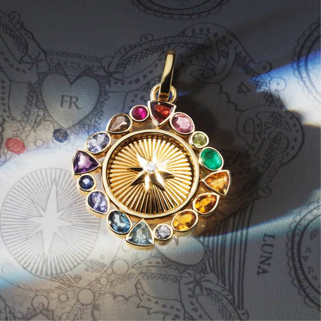 18K Yellow Gold Foundation | Temenos Inner Light Medallion | Multi-Stone, 18K Yellow Gold – FoundRae view 5