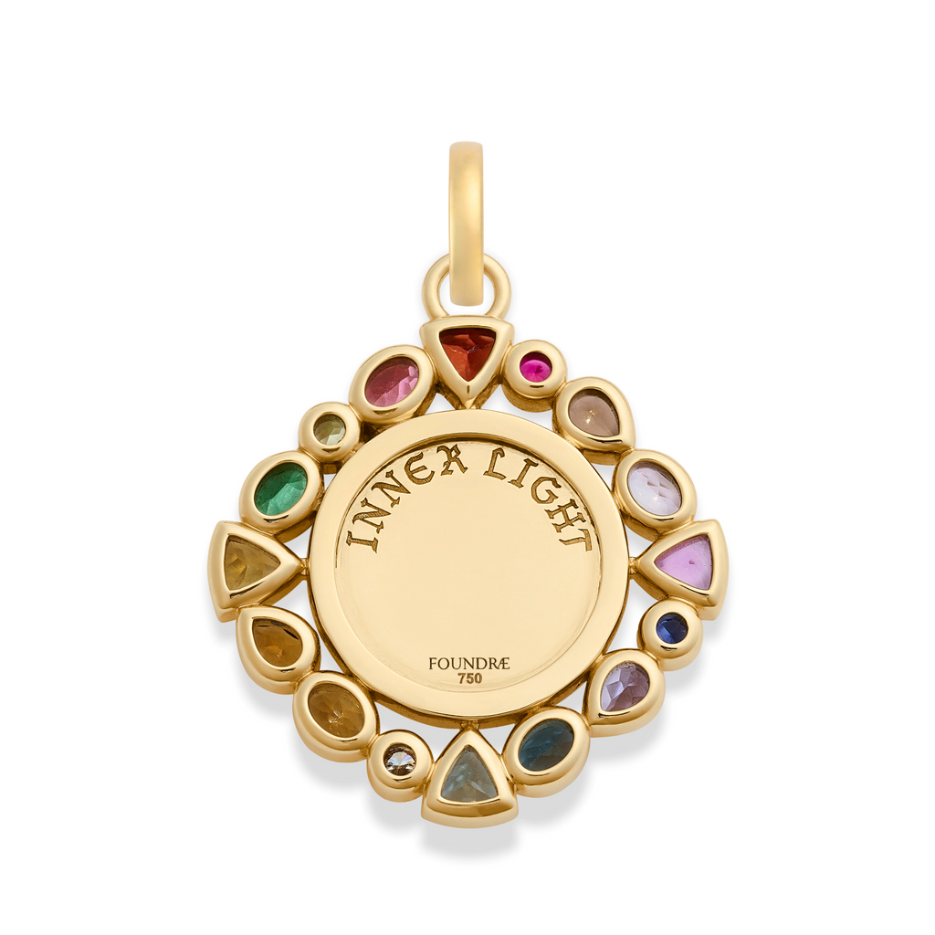 18K Yellow Gold Foundation | Temenos Inner Light Medallion | Multi-Stone, Yellow Gold – FoundRae view 4