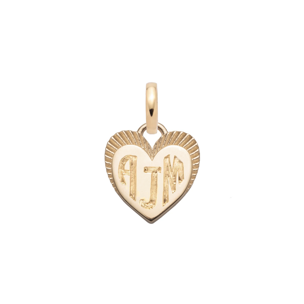 Engravable Heart Miniature Medallion : in Yellow Gold with an Annex Link view 1