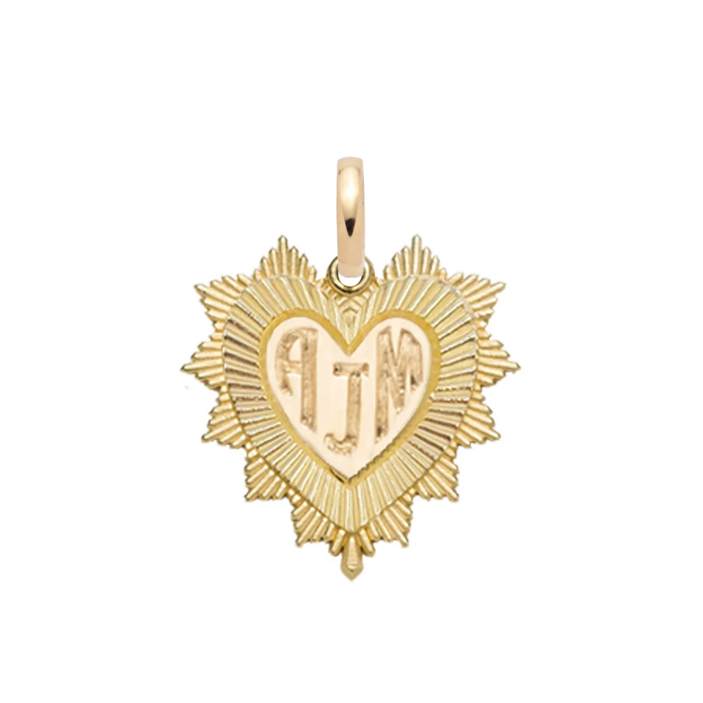 Engravable Heart Love Token Medium Medallion : in Yellow Gold with an Annex Link view 1