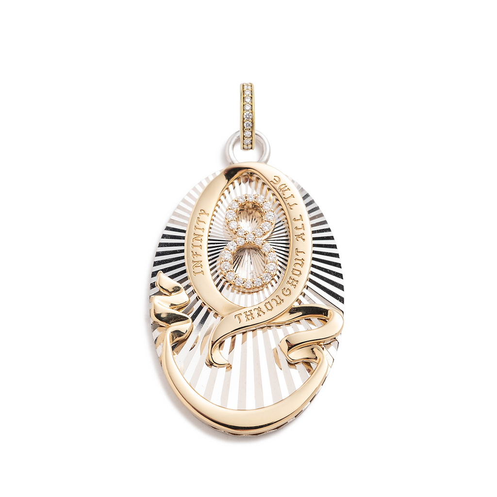 18K Mixed Gold Infinite Gratitude | Karma Oval Medallion | Diamonds, 18K Mixed Gold – FoundRae view 3
