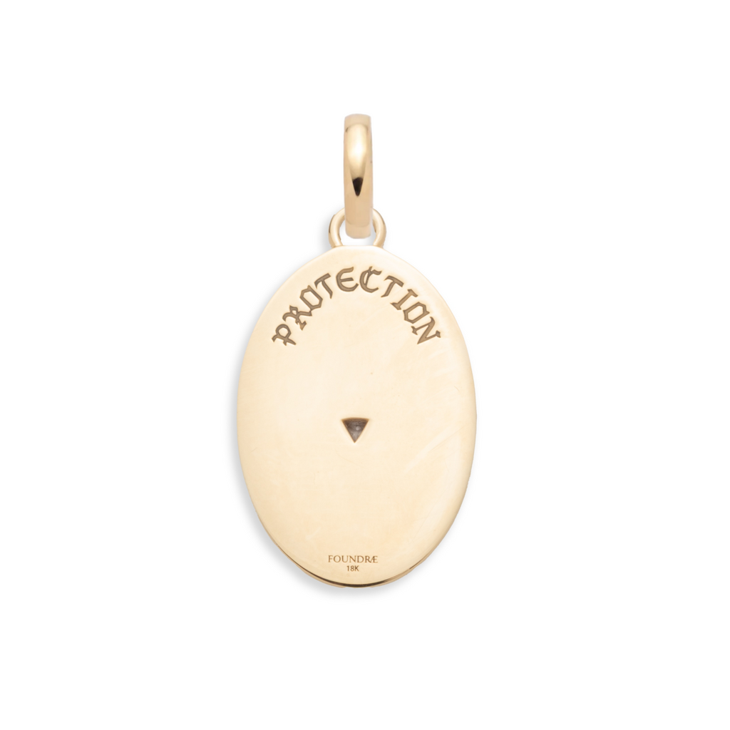 18K Mixed Gold Protection | Horseshoe Oval Medallion | Diamonds, 18K Mixed Gold – FoundRae view 5