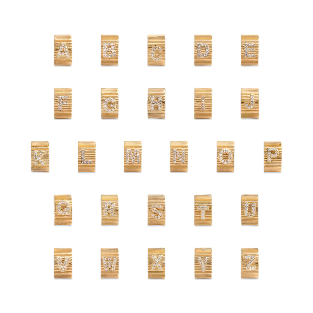 Personalized | Pavé Initial Heart Beat | Diamonds, 18K Yellow Gold – FoundRae view 3