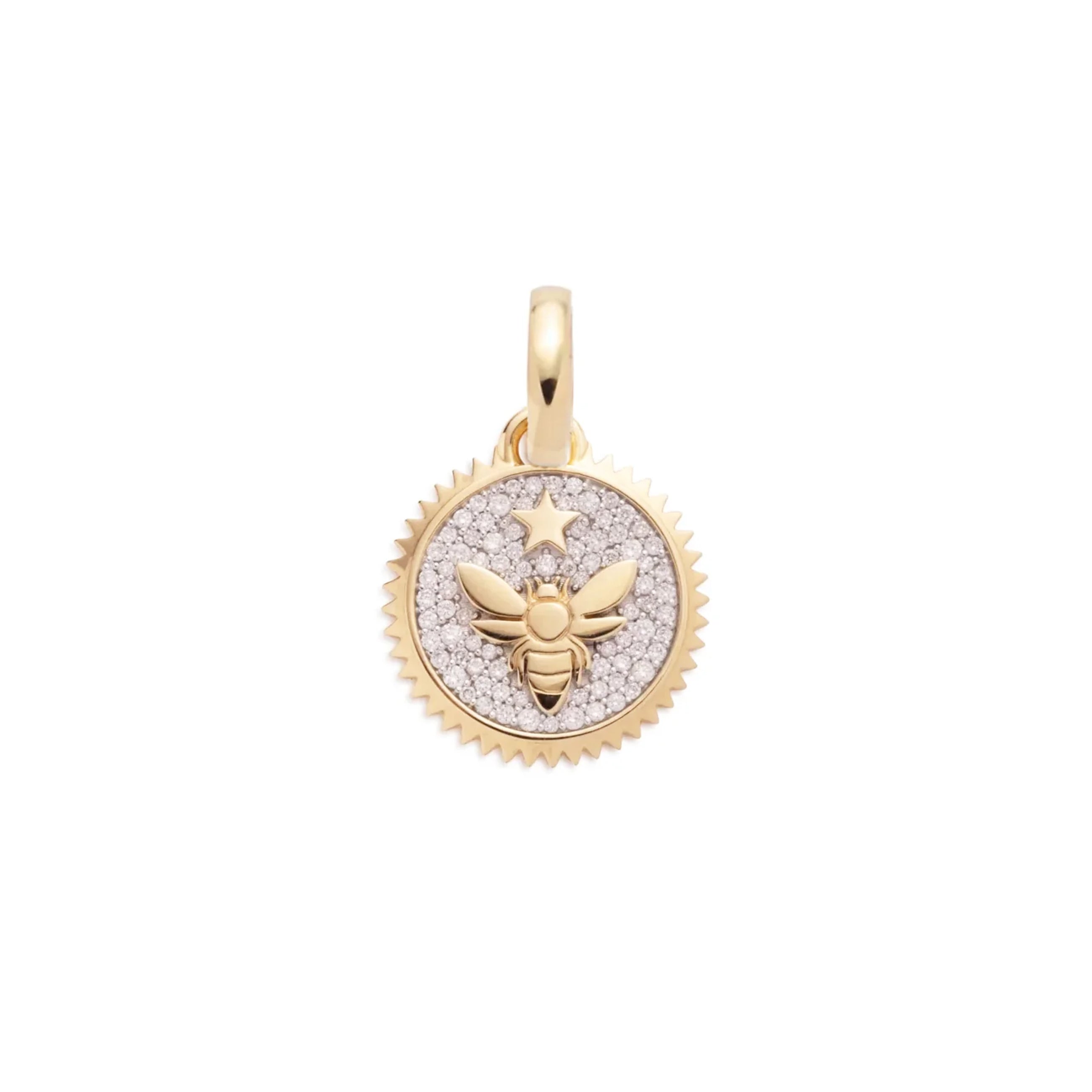 foundrae x every mother counts | pavé bee baby medallion | diamonds, yellow gold