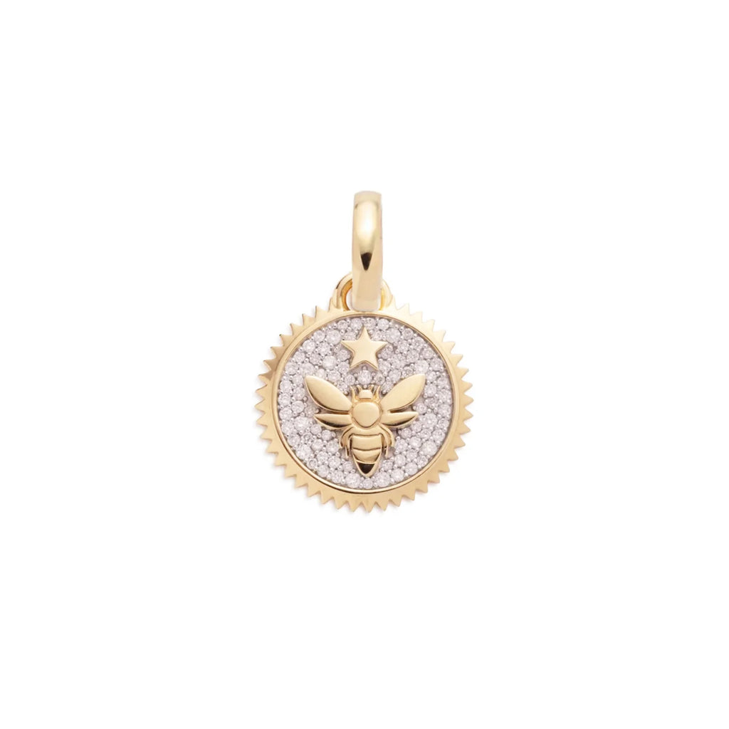 FoundRae x Every Mother Counts | Pavé Bee Baby Medallion | Diamonds, Yellow Gold view 1