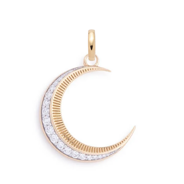 Infinite Gratitude | Crescent Medium Pendant | Diamonds, Yellow Gold