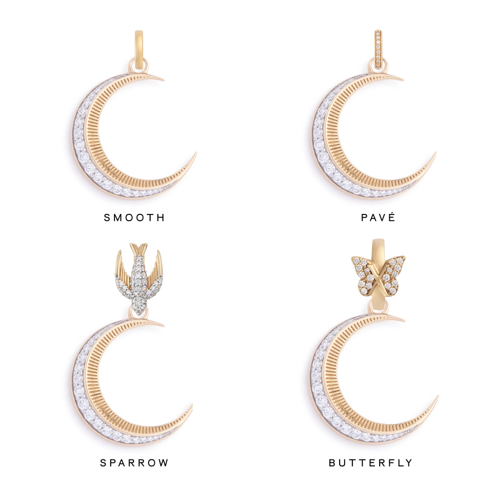 18K Yellow Gold Infinite Gratitude | Crescent Medium Pendant | Diamonds, Yellow Gold – FoundRae view 3