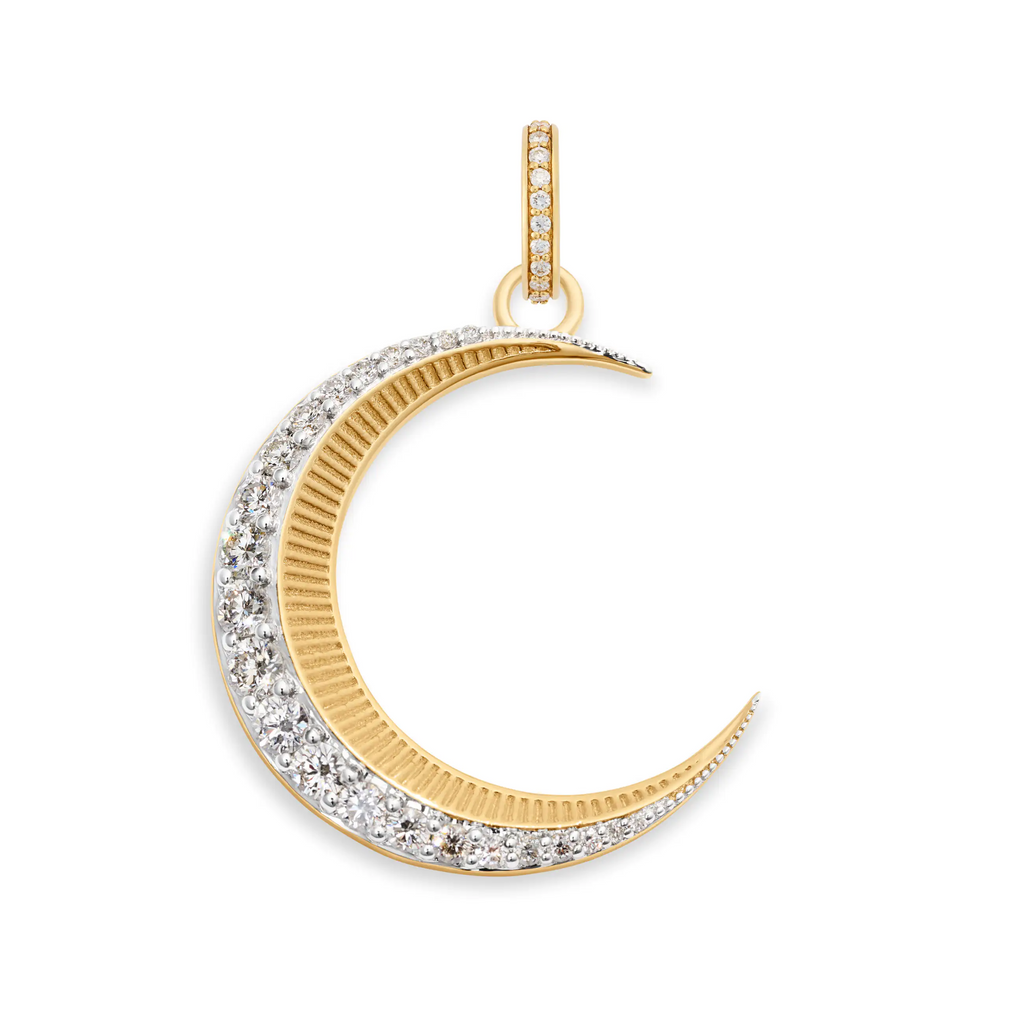 18K Yellow Gold Infinite Gratitude | Crescent Medium Pendant | Diamonds, 18K Yellow Gold – FoundRae view 3