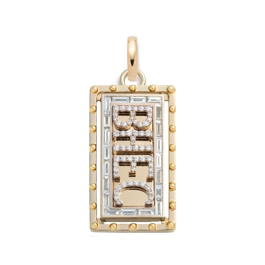 Lovestruck Pierced Medium Custom Diamond Pendant : in Yellow Gold with an Annex Link view 1