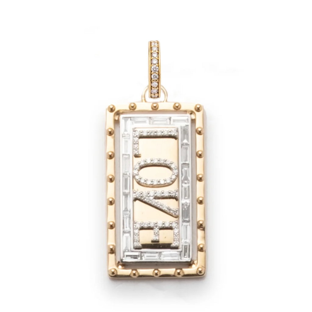 18K Yellow Gold Lovestruck : Medium Pierced Diamond Love Pendant With Annex Link – FoundRae view 2