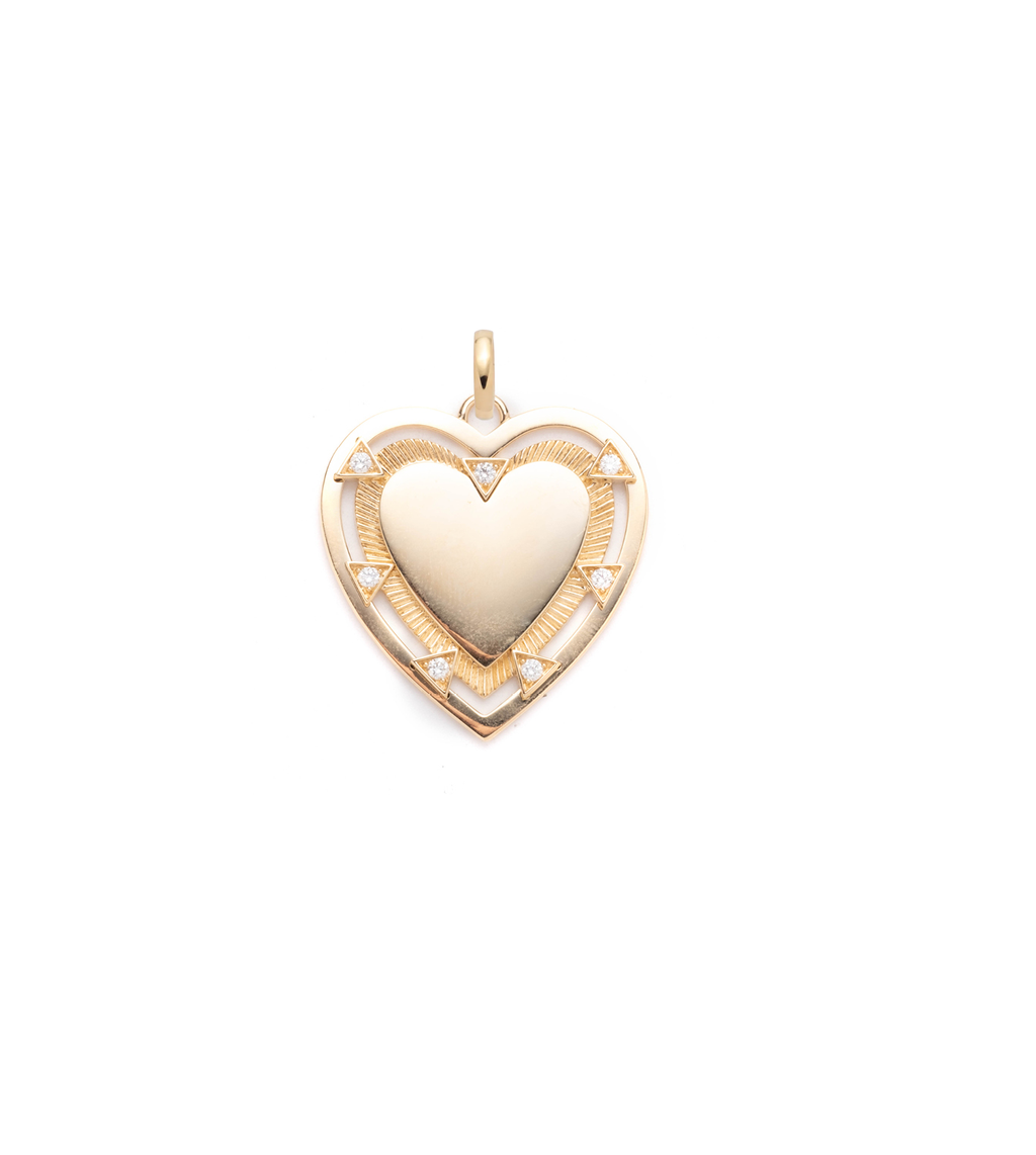 18K Yellow Gold Heart - True Love : Engravable Large Heart Medallion with Oval Pushgate – FoundRae